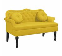 vidaXL Banquette 372146 – Velours jaune avec coussins, accoudoirs, dossier et pieds en bois
