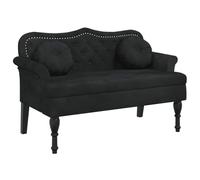 vidaXL Banc avec coussins 372145 – Velours noir, accoudoir et dossier, pieds en bois