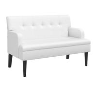 vidaXL Banc avec dossier 372154 – Banquette moderne avec accoudoirs, pieds en bois, blanc similicuir
