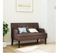 vidaXL Banc avec dossier et accoudoir, pieds en bois, marron similicuir, moderne