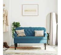 vidaXL Banc avec dossier – Banquette moderne, accoudoir, pieds en bois, bleu velours