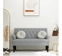Banc avec Dossier, Canapé avec Accoudoir, Banquette avec Pieds en Bois, Siège de Salon Salle de Séjour, Moderne, Gris Clair Tissu