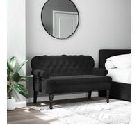 vidaXL Banc avec Dossier, Canapé avec Accoudoir, Banquette avec Pieds en Bois, Siège de Salon Salle de Séjour, Moderne, Noir 372161