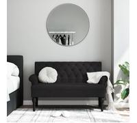 vidaXL Banc avec dossier 372122 – banquette moderne avec accoudoir, tissu, pieds en bois, noir 120×62×75,5 cm