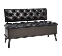 vidaXL Banc avec dossier en cuir synthétique noir - Meuble polyvalent pour couloir ou salon, assise confortable avec beaucoup d'espace de rangement