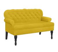 vidaXL Banc avec dossier 372162 – Banquette moderne velours jaune, accoudoirs, pieds en bois