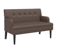 vidaXL Banc avec dossier et accoudoir, pieds en bois, marron similicuir, moderne