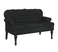 vidaXL Banc avec dossier 372161 – Velours, pieds en bois, moderne, Noir