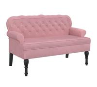 vidaXL Banc avec dossier 119,5x64,5x75 cm velours, pieds en bois, rose