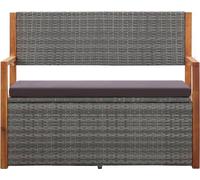 Banc de rangement 110 cm Résine tressée et bois d'acacia Gris