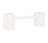 vidaXL Banc avec jardinières Blanc 180x36x63 cm Bois Massif de pin, Banc en Bois, Banc de Jardin 2 Places, Banc avec jardinière en Bois