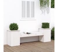Vidaxl Banc Avec Jardinières Blanc 184,5x39,5x56,5 Cm Bois Massif Pin