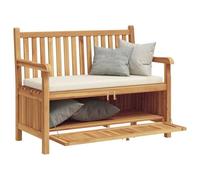 vidaXL Banc avec Stockage Marron 114 x 60 x 90 cm Bois de Teck Massif, Banc en Bois Rustique, Rangement rectangulaire, mobilier en Teck, déco de Jardin et terrasse, Assise extérieure