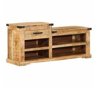 vidaXL Banc avec tiroir Marron 110 x 35 x 50 cm Manguier Brut, Banc de Rangement pour Chaussures, Meuble d'entrée, Solution Assise en Bois de Mango, pour Le Salon