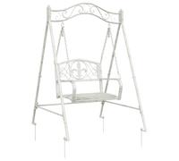 vidaXL Banc Balançoire Acier 113 x 121,5 x 168 cm Blanc Antique