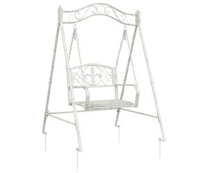 vidaXL Banc Balançoire Acier 113 x 121,5 x 168 cm Blanc Antique