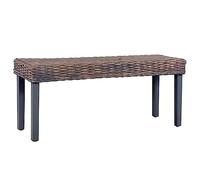 vidaXL Banc Banc de Salon Banc de Salle de Séjour Banc d'Entrée Banc de Couloir Intérieur Gris 110 cm Rotin Naturel Kubu Bois de Manguier Massif