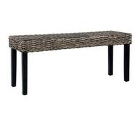 Banc 110 Cm Noir Rotin Naturel Kubu Et Bois De Manguier Massif Noir