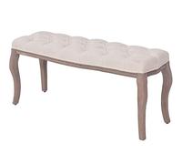 vidaXL Banc Banquette de Salon Banquette de Salle de Séjour Meuble de Salon Maison Intérieur Lin 110x38x48 cm Blanc Crème Bois Massif