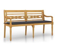 Vidaxl Banc Batavia Avec Coussin Anthracite 150 Cm Bois De Teck Massif