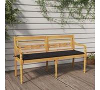vidaXL Banc Batavia avec coussin anthracite 150 cm Bois de teck massif 3100826 Multicolore G