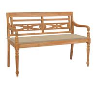 Vidaxl Banc Batavia Avec Coussin Beige 120 Cm Bois De Teck Massif Beige