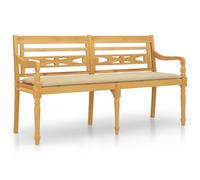 Vidaxl Banc Batavia Avec Coussin Beige 150 Cm Bois De Teck Massif