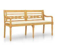 Vidaxl Banc Batavia Avec Coussin Crème 150 Cm Bois De Teck Massif
