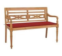 Banc Batavia avec Coussin Gris Siège Jardin Terrasse Bois de Teck Massif vidaXL
