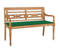 vidaXL Banc Batavia avec coussin vert 120 cm Bois de teck massif