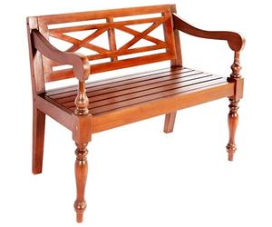 vidaXL Banc Batavia en bois d'acajou massif avec dossier et accoudoirs rustiques, robustes, polyvalents, pour la maison, le bureau, la cuisine, la salle à manger, 98 cm, marron foncé