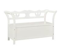 vidaXL Banc Banquette avec rangement, dossier et accoudoirs – moderne, blanc bois de sapin massif