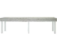vidaXL Banc Blanc 160x35x45 cm Naturel Kubu Rotin & Bois Massif Acajou