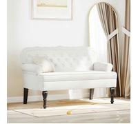 vidaXL Banc Chesterfield 2 places en simili cuir blanc 119,5 x 64,5 x 75 cm