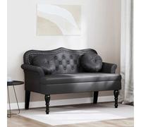 Banc Chesterfield en cuir synthétique - vidaXL - Noir - 120,5x65x75 cm - Capitonnage à boutons - Cadre en contreplaqué