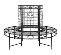 vidaXL Banc Circulaire Tour d'arbre Siège de Jardin Banc d'Extérieur Banc de Patio Meuble de Jardin Terrasse Cour Ø137 cm Noir Acier