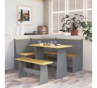 vidaXL Banc d'angle 151 cm Bois de pin solide Marron miel et gris