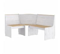 vidaXL Banc d'angle, Siège avec Dossier, Meuble à Manger de Salon Salle de Séjour Intérieur Maison, Bois de Pin Solide Marron Miel et Blanc