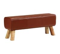vidaXL Banc de bok de Gymnastique Marron 110 cm Cuir véritable et Bois, Banc, Banc d'entrée, Meubles de Salon, siège, Banc à dîner, Banc en Bois