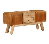 vidaXL Banc de bok Marron 107 cm Cuir de chèvre véritable Marron G