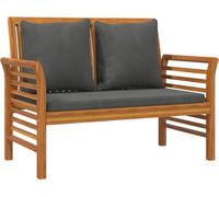 vidaXL Banc de canapé avec coussins gris foncé en bois massif d'acacia