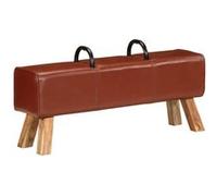 vidaXL Banc de gymnastique 110 cm 356379 Cuir véritable marron, 2 poignées, cadre en bois