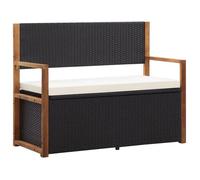 vidaXL Banc de jardin 46010 115 cm Résine tressée et bois d'acacia Noir