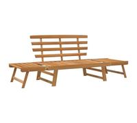 vidaXL Bois Solide d'Acacia Banc de Jardin 2-en-1 Chaise Longue d'Extérieur Transat de Patio Bain de Soleil de Terrasse Banc de Patio 190 cm