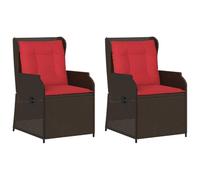 vidaXL Banc de jardin 2 pcs Marron polyrotin, Transat réglable et solide pour jardin, un mobilier stylé pour terrasse, banc inclinable résistant aux intempéries