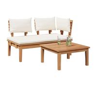 vidaXL Banc de Jardin 2 pcs Marron Teck Massif, Mobilier de Jardin et terrasse, Set en Teck Moderne, Table rectangulaire pour extérieur, Coin Salon