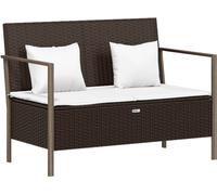 Vidaxl Banc De Jardin À 2 Places Avec Coussins Marron Résine Tressée