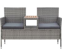 Vidaxl Banc De Jardin 2 Places Et Table À Thé 143 Cm Poly Rotin Gris Gris
