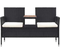 Vidaxl Banc De Jardin 2places Et Table À Thé 143cm Résine Tressée Noir Noir