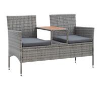 Banc de jardin 2 places et table à thé 143 cm poly rotin gris